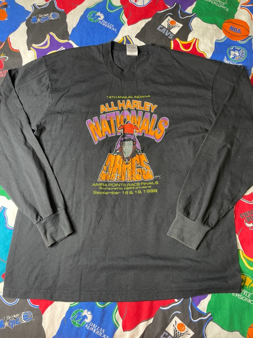 Vintage 1999 ABATE Harley Davidson All Harleys Nationals Long Sleeve Shirt